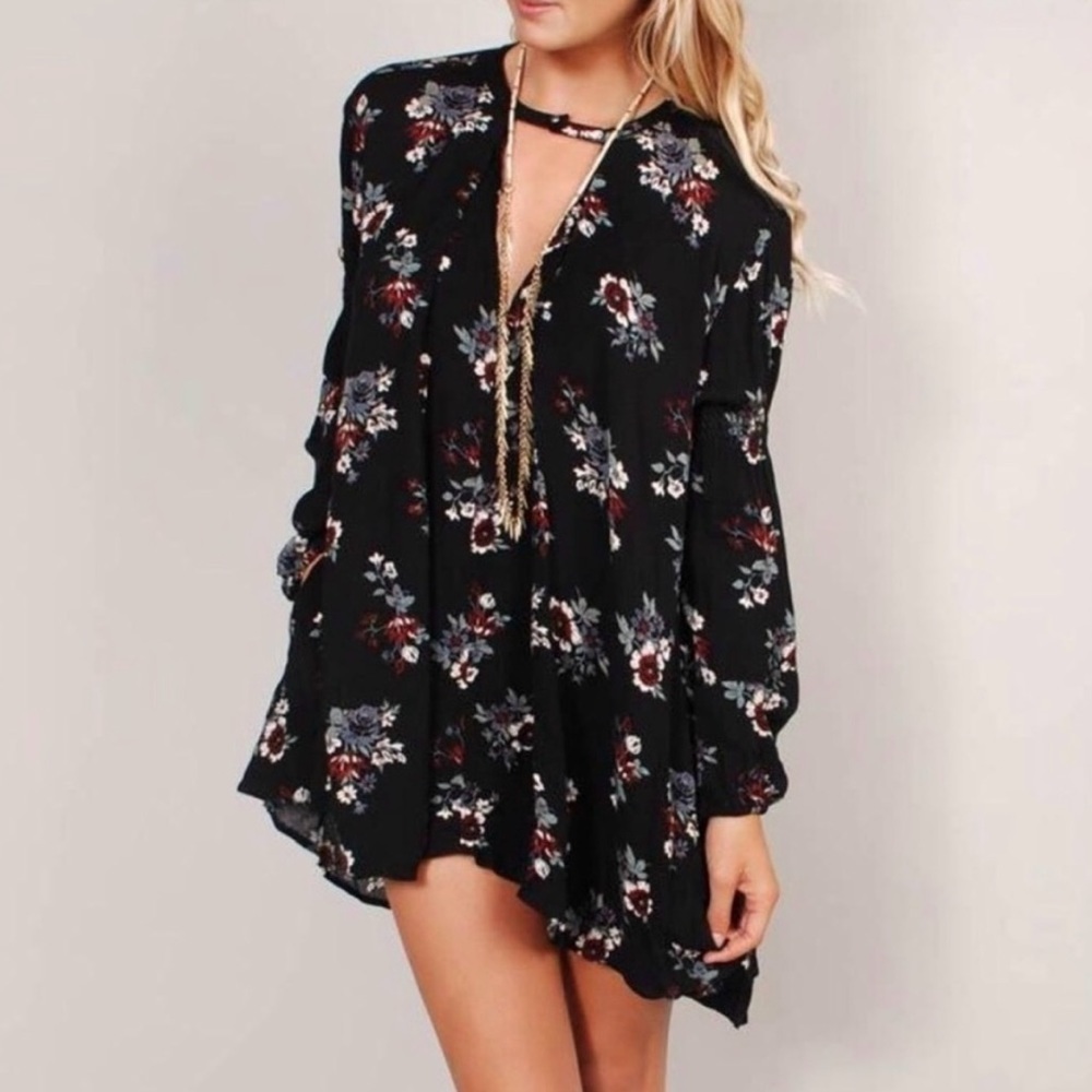 Free People Swing Out Of It Black Floral Dress Small - Picture 4 of 11